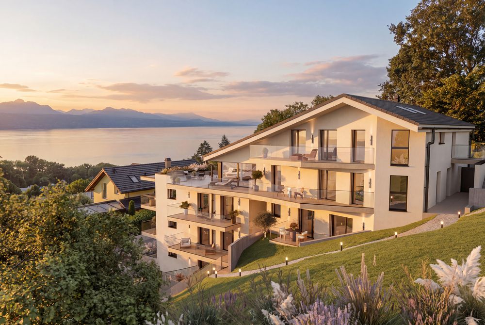Les huit résidences, terrasses ouvertes sur le lac