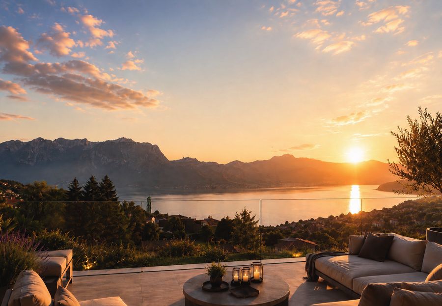La terrasse, fin de journée sur le Léman