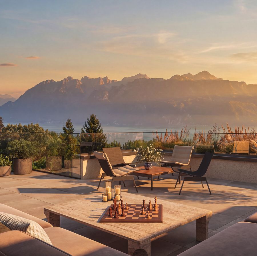 Vue sur les Alpes depuis l'attique